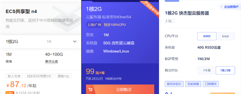 阿里云、腾讯云、UCloud年付百元机（上海机房1核2G内存1Mbps带宽云服务器）性能对比测评