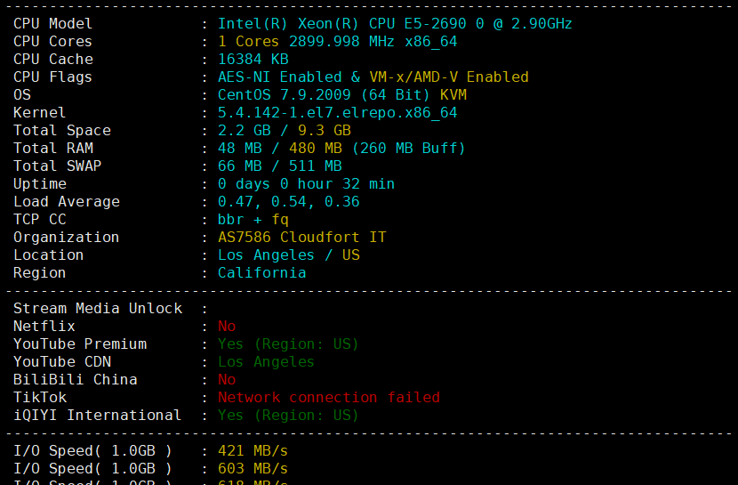 CubeCloud怎么样？年付299元的魔方云双12活动VPS【洛杉矶CU4837 - 0.5G】简单测评分享