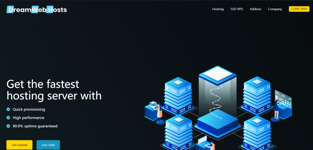 DreamWebHosts托管VPS：1核1G内存25GB SSD硬盘1TB月流量250Mbps带宽5.99美元/月