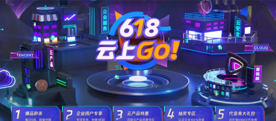 腾讯云618活动：内地机房云服务器/轻量服务器秒杀95元/年或288元/3年，香港、新加坡、硅谷轻量云服务器278元/年起
