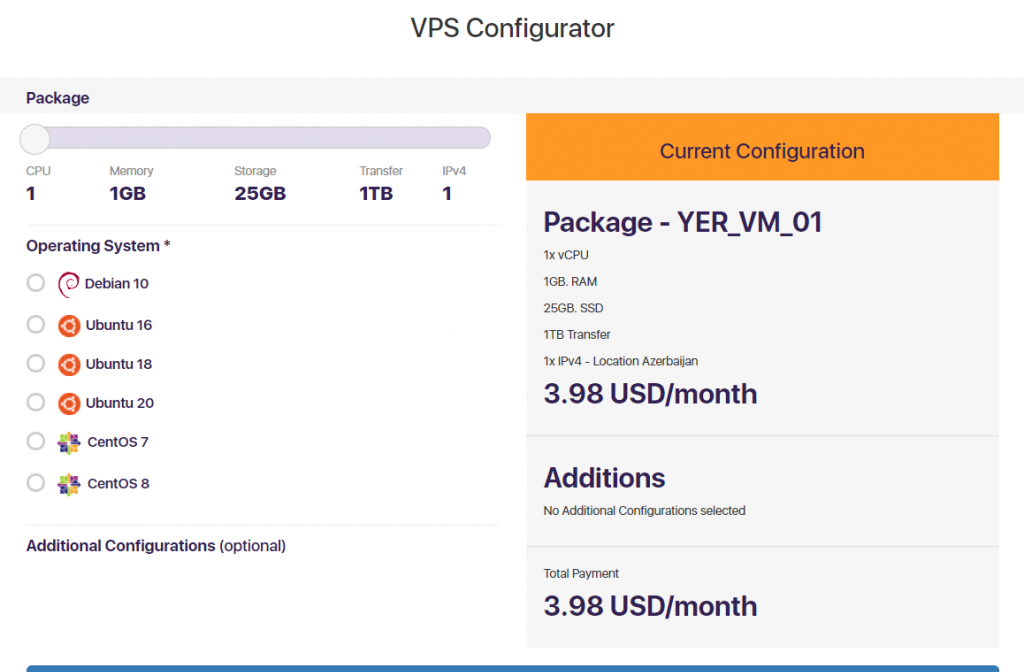yer.cloud阿塞拜疆VPS：1核1G内存25G SSD硬盘1T流量$3.98/月