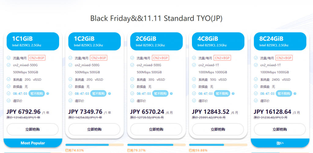 SiliCloud双11/黑五活动：日本东京CN2、美国洛杉矶CN2线路KVM VPS低至$10.92/年