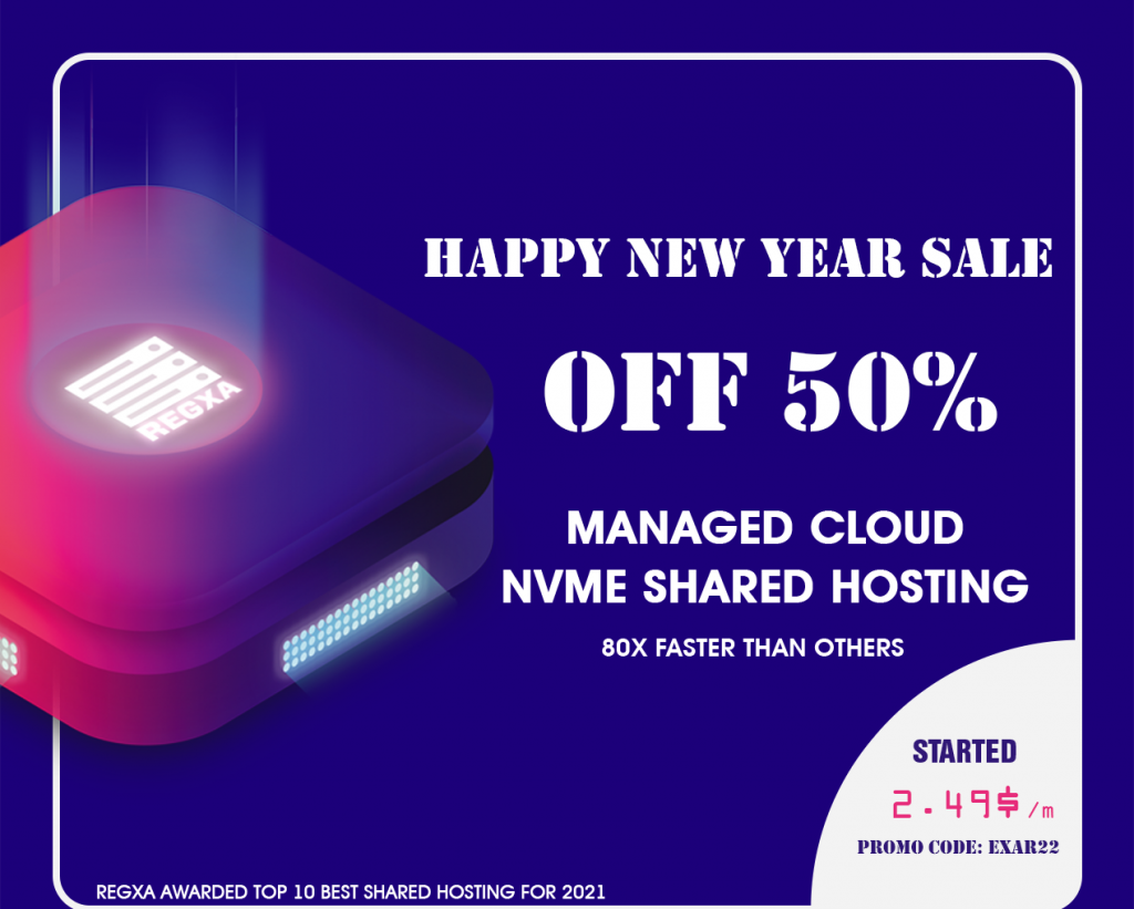 REGXA发布新年促销HAPPY NEW YEAR SALE活动，全场虚拟主机5折优惠低至$2.49/月