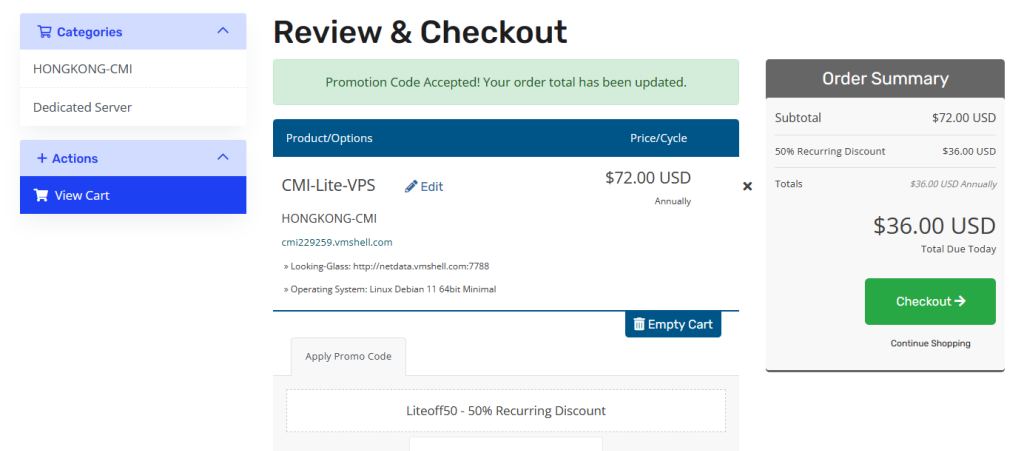 VmShell三周年放水产品：香港CMI VPS-普通IP年付36刀，1C-384MB-8GB/600GB月流量@400Mbps带宽，周年庆期间购买流量翻倍