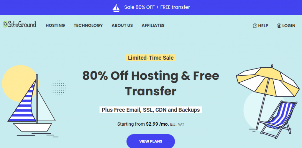SiteGround：WordPress官方推荐的建站主机，享高达80%折扣，$2.99/月起，30天退款保证/每日备份/免费CDN