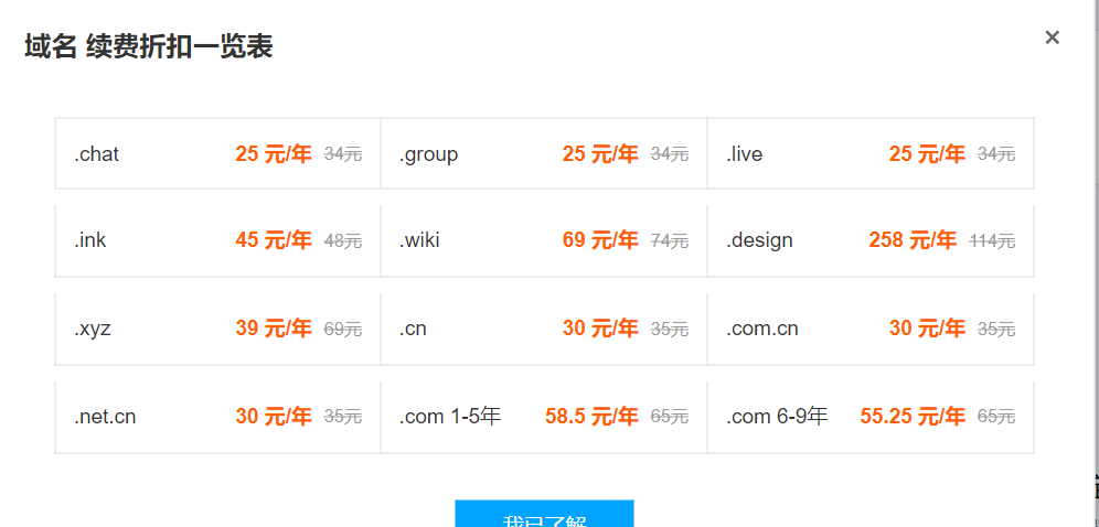 腾讯云域名续费优惠最低25元/年