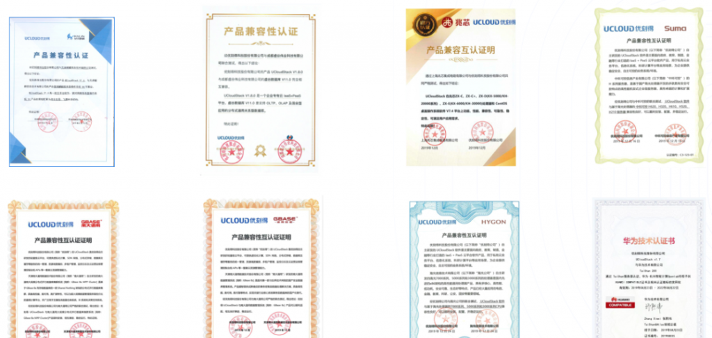 UCloud部分荣誉资质