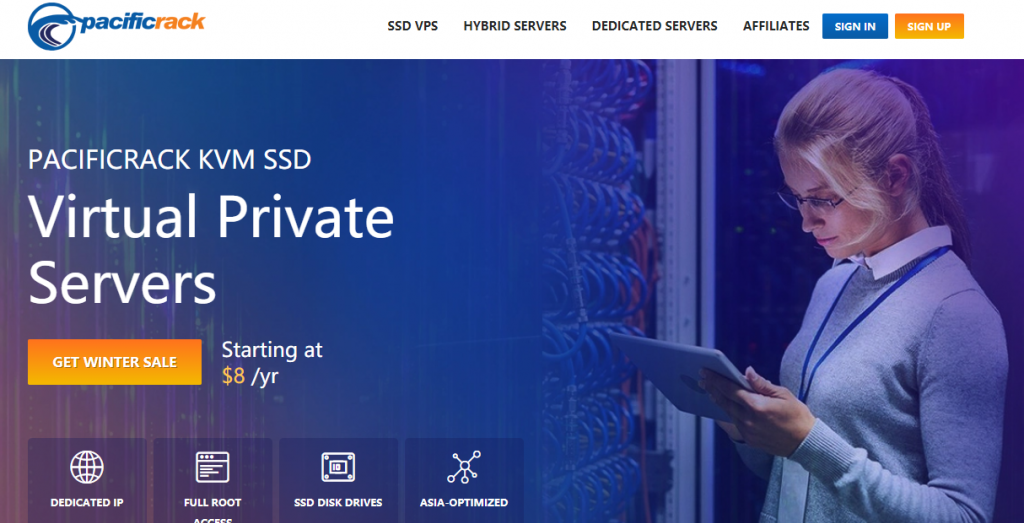 PacificRack洛杉矶不限流量Windows Server系列KVM VPS 2核4G内存60G硬盘30M带宽$8/月