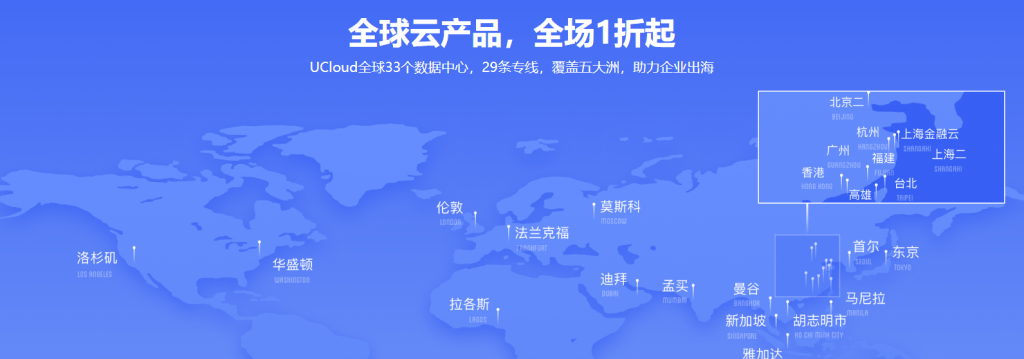 UCloud全球节点分布